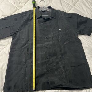 Gino Lussari Men’s Button Down Shirt Black Short Sleeves Stylish